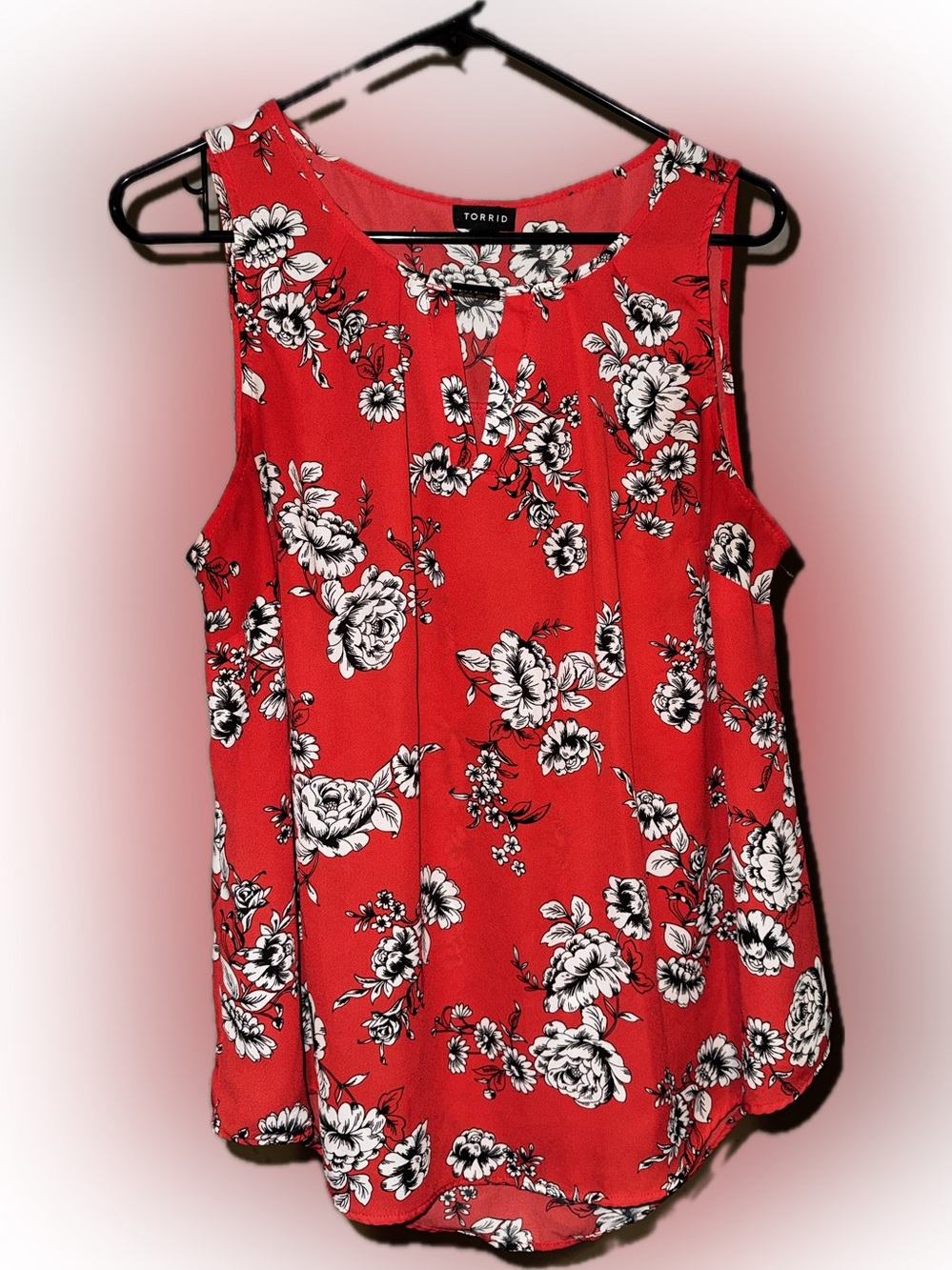 Torrid Red Floral Sleeveless Blouse